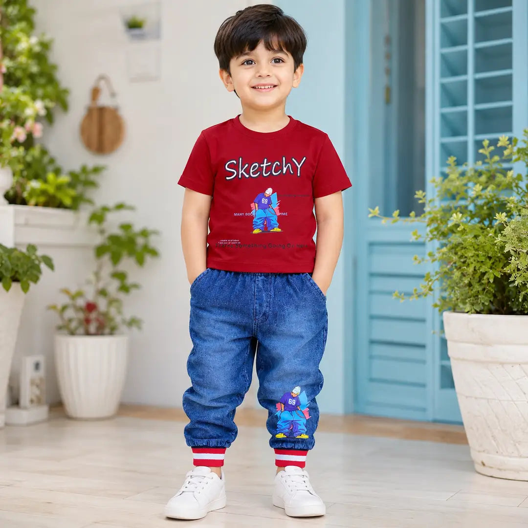 Boys Printed Shirt & Pants Set