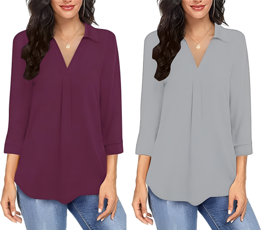 Elegant V Neck Women Shirt free size summer top